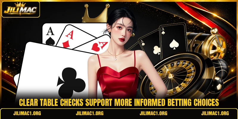 Clear table checks support more informed betting choices Clear table checks support more informed betting choices