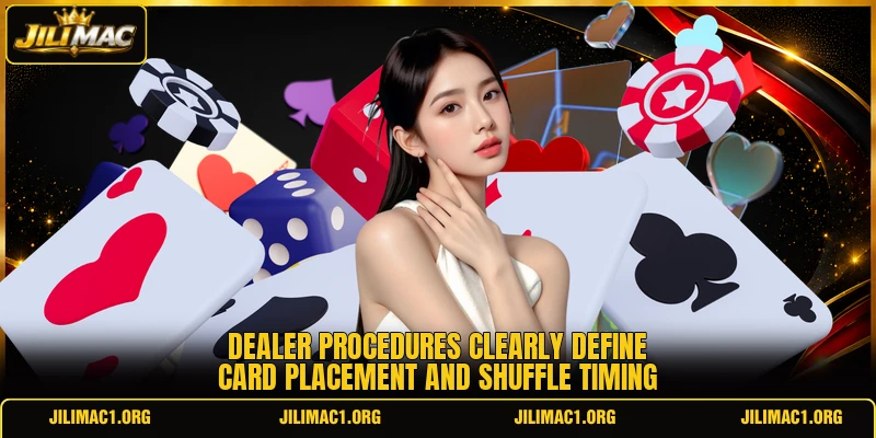 Dealer procedures clearly define card placement and shuffle timing Dealer procedures clearly define card placement and shuffle timing