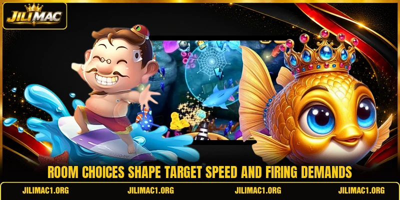 Room choices shape target speed and firing demands Room choices shape target speed and firing demands